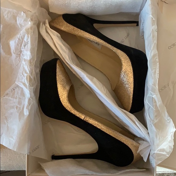 Jimmy Choo Sepia Suede/Glitter Pumps Size 37 - Picture 12 of 12